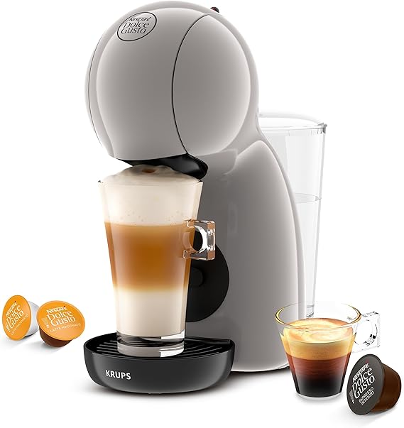 Krups Nescafé Dolce Gusto Piccolo XS Capsule Caffè Serbatoio Acqua Rimovibile 0,8 Litri Bevande Calde e Fredda 1500 Watt Pressione Pompa 15 Bar Modalità Eco Particolarmente Compatta Tortora KP1A3AF0