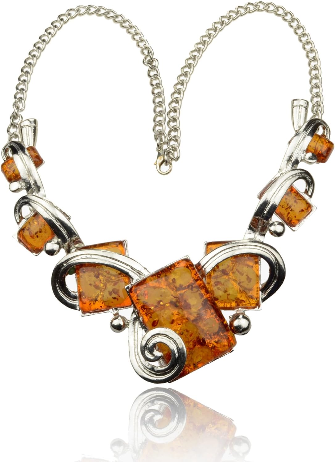Artifical Amber Necklace, Lady Choker Ambroid Charm Pendant Chain Bib Statement Necklace