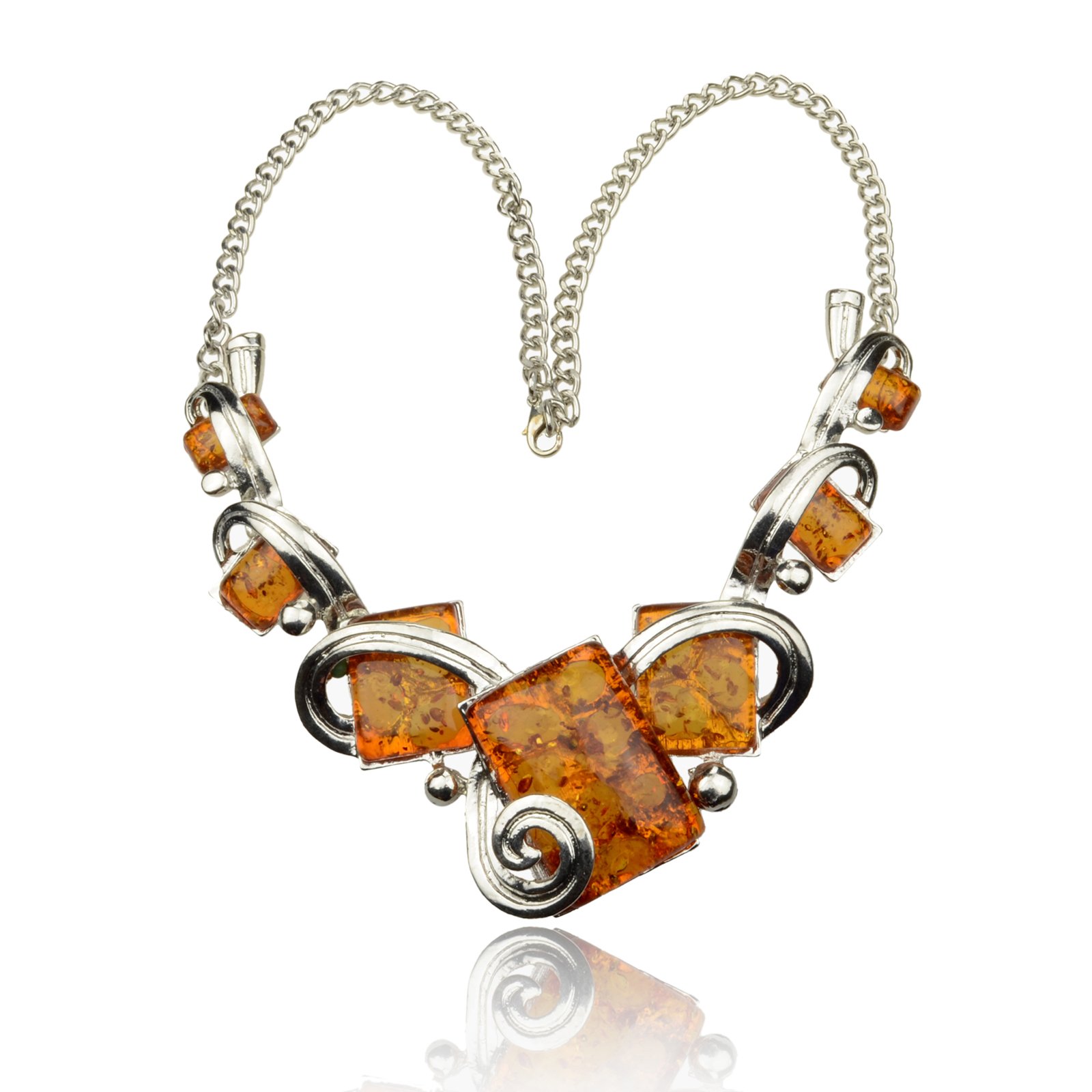 Artifical Amber Necklace, Lady Choker Ambroid Charm Pendant Chain Bib Statement Necklace