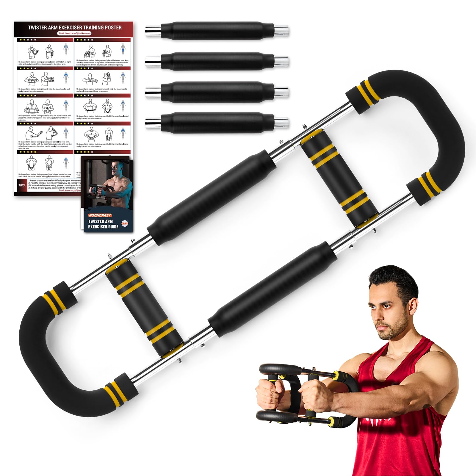 Twister Armtrainer, Verstellbarer Brustmuskel Trainingsgeräte für Zuhause, Arm Chest Trainer mit Poster für Männer & Frauen, Brustmuskeltrainer zur Verbesserung der Oberkörpermuskulatur