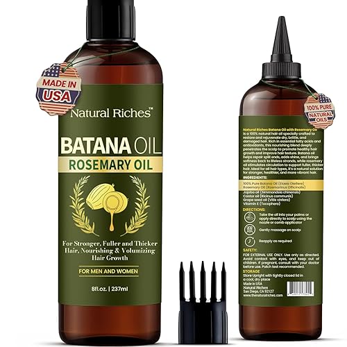 Natural Riches Aceite capilar de romero y batana (8 fl oz)  Tratamiento revitalizante y fortalecedor del cabello para un cabello más completo y