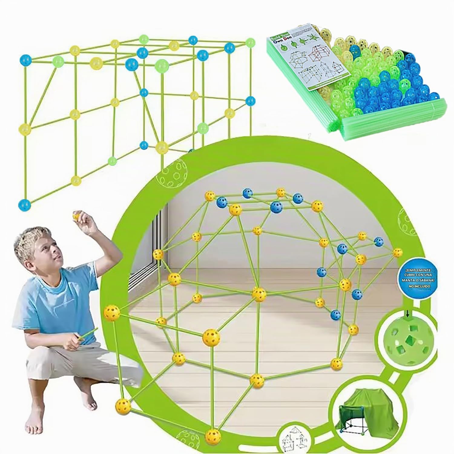 Kit de Construcción de Fuertes, Construcciones, 175 Piezas Que Brillan En La Oscuridad Air Forts Constructor de Regalo Adecuado para Adolescentes