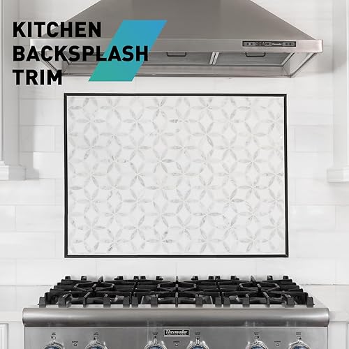 Miniatura 4 de Paquete de 20 bordes de azulejos, 12 x 0.4 pulgadas, borde de aluminio para salpicaduras, revestimiento decorativo autoadhesivo para azulejos de