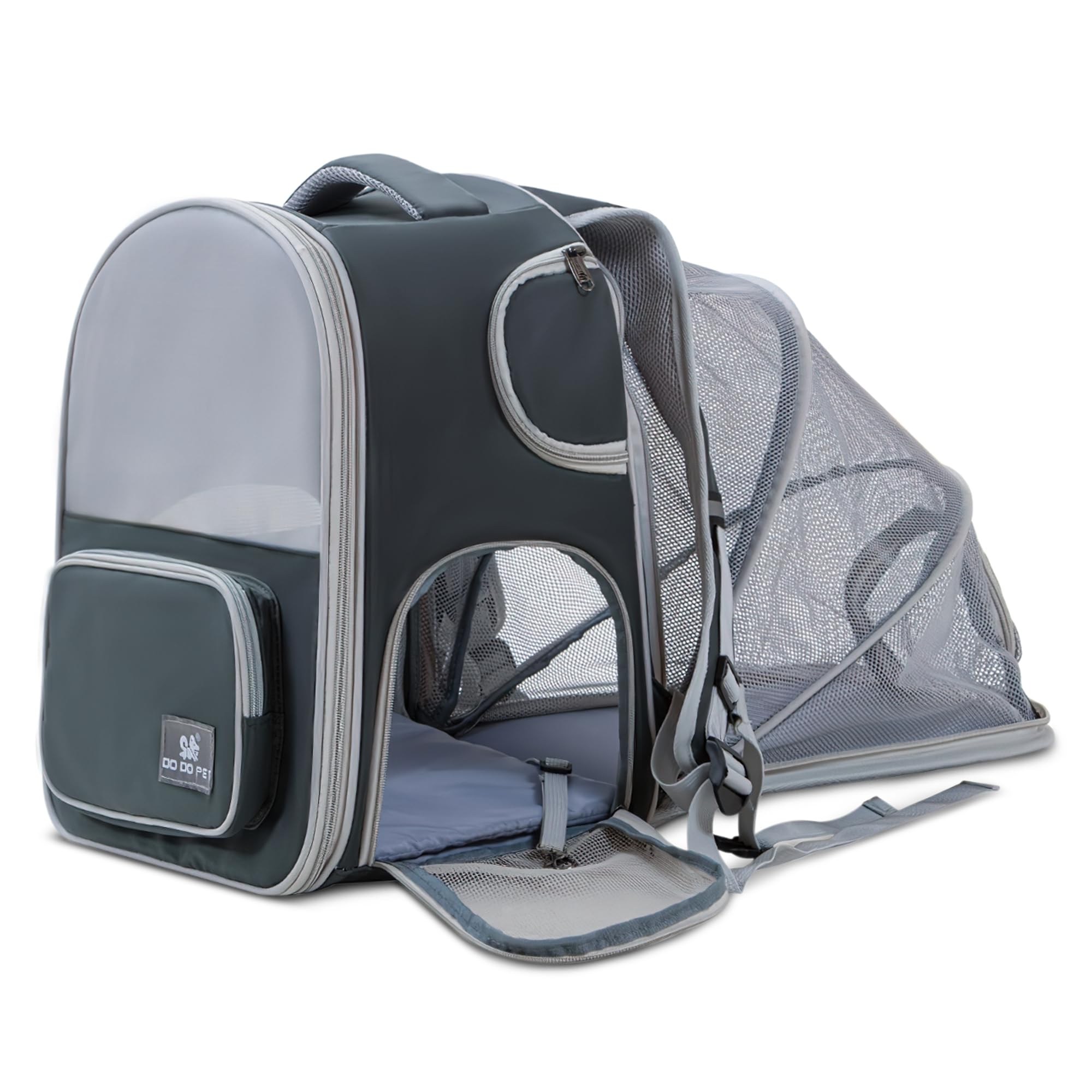 ALLSOPETS Mochila Gatos Mochila para Perros Expandible y Plegable Transportin Perro Pequeño con Arnés Interno Mochila Perro Carga Máxima 10kg Ideal para Viajes, Verde