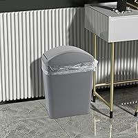 Vista 4 de Cubo de basura de plástico de 4.5 galones, bote de basura con tapa giratoria, color gris