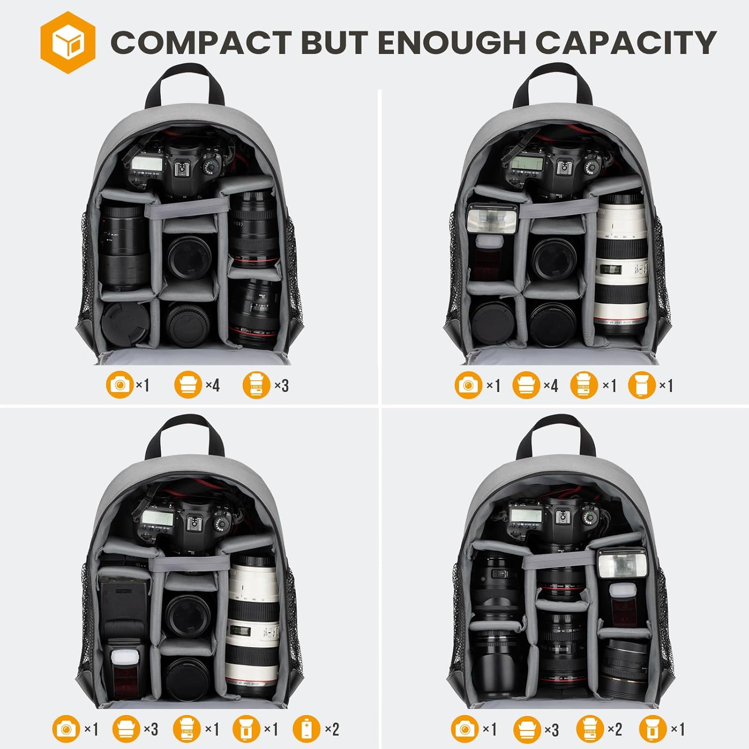 TARION Camera Backpack Waterproof Case Bag with Laptop Compartment and Rain Cover for DSLR SLR Camera Lens Flash Accessories