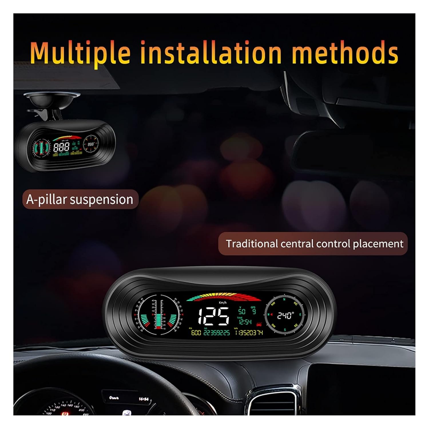 Car Electronics Auto Head Up Display Car GPS Speedometer Windshield Inclinometer Latitude HUD Display Speed Projector Anti Fatigue Driving Alarm