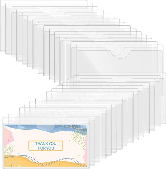Thinp 30 Pieces SelfAdhesive Index Card Pockets Clear Shelf Tag Label