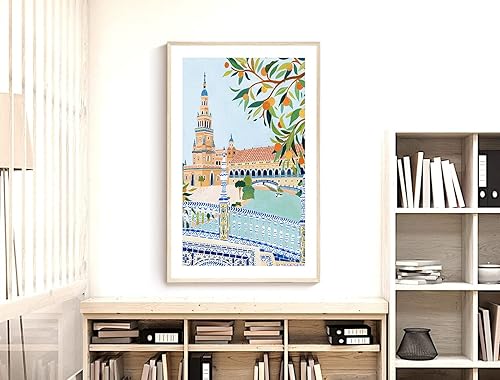 Miniatura 4 de Nationcog Impresión artística de Sevilla, impresión artística de España, Plaza de España, póster de Sevilla, regalo de viaje, póster de viaje,