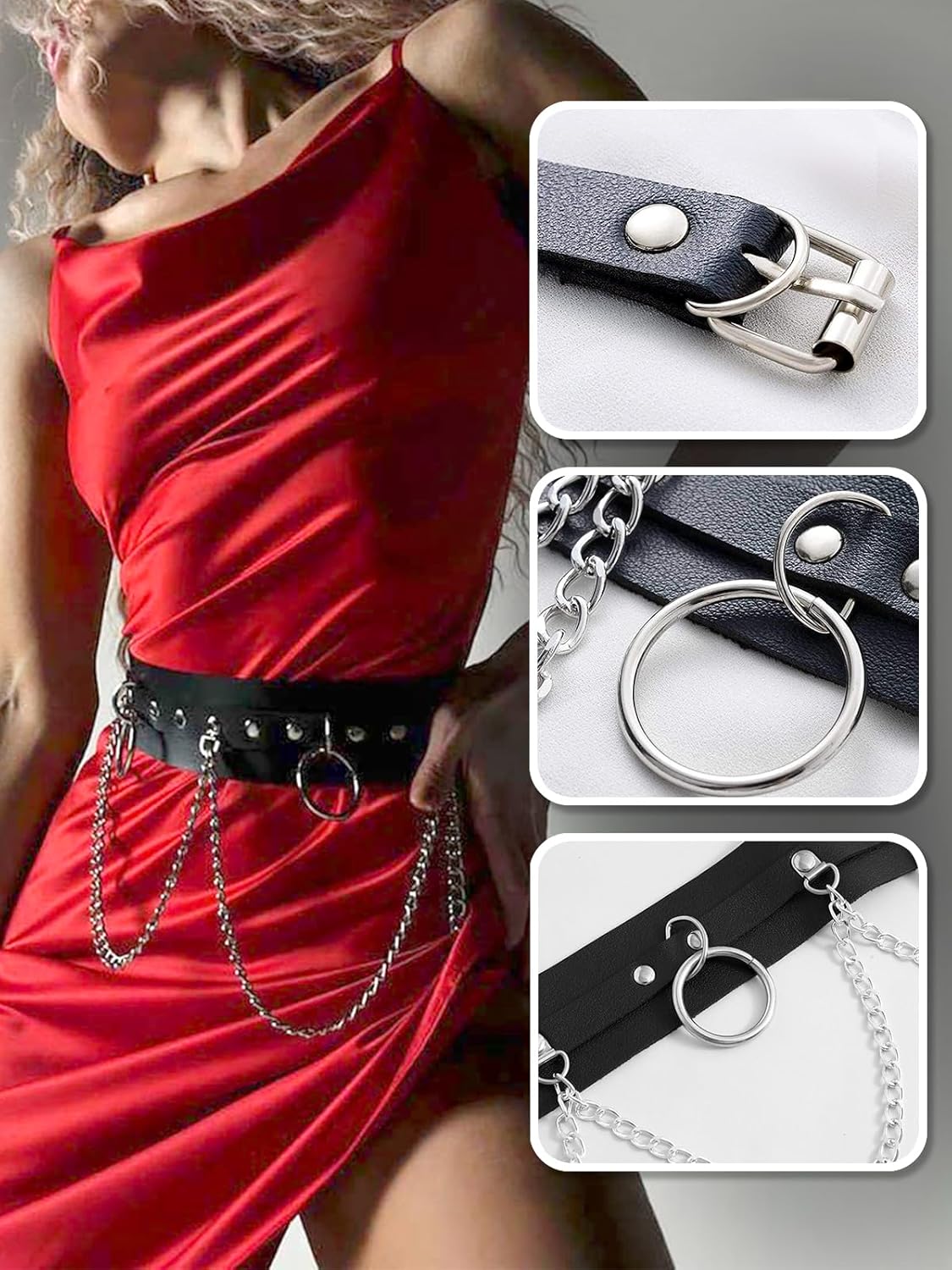 Punk Black Leather Waist Belt Layered Belly Chains Rave Party Body Jewelry Accessories for Women - Image 4