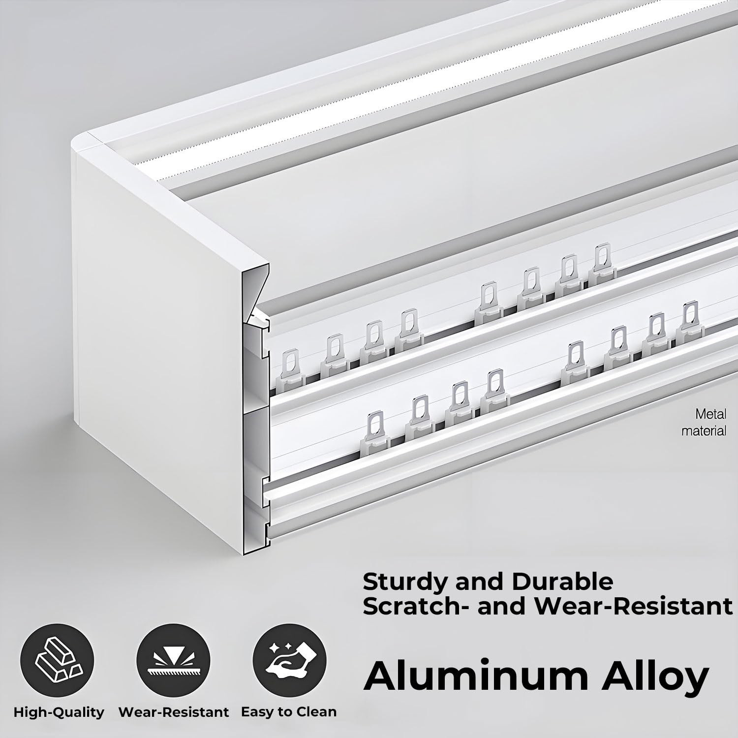 Scatola Oscurante Tende Alluminio Binario Doppio Tre-in-uno Design Moderno | Fissaggio Soffitto Parete Soggiorno Camera Hotel Villa Casa Adatto All’arredamento Domestico Contemporaneo(Side,2M/6.5FT)
