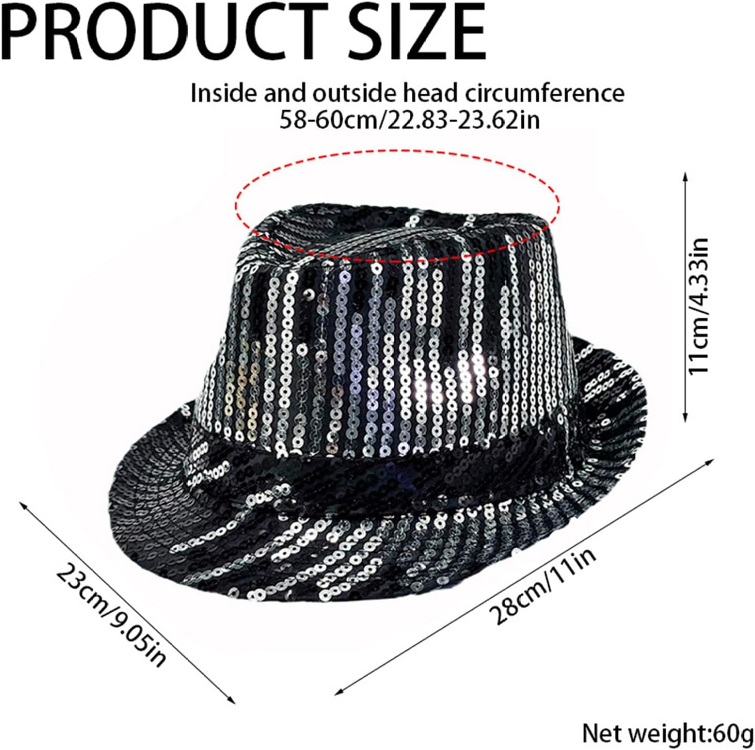 Sparkling Sequin Fedora Hat Contrast Color Sequin Bling Retro Dance Jazz Cap Funky Party Costume Fedora