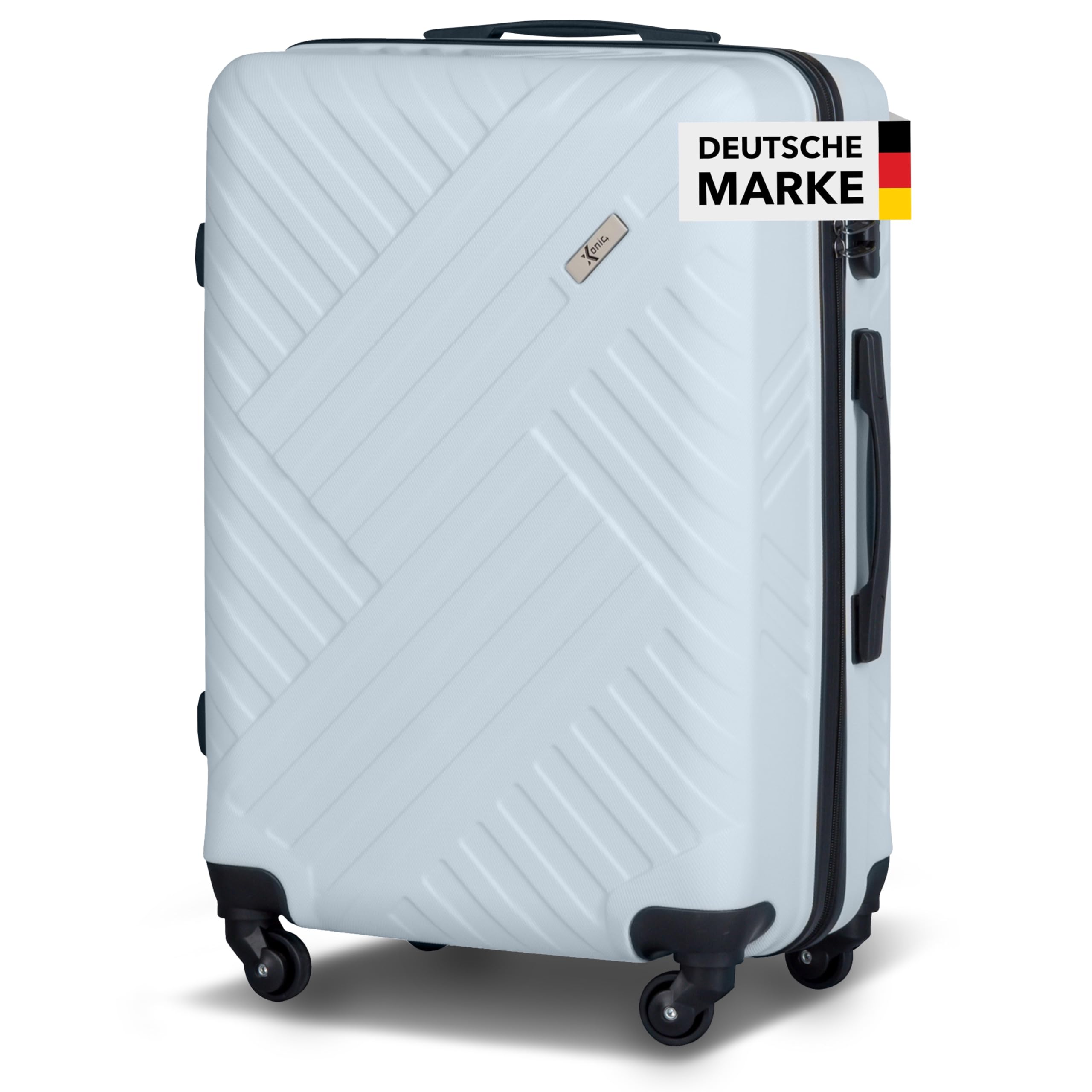 Xonic Design Reisekoffer - ABS Hartschalen Koffer mit 360° Leichtlauf-Rollen - hochwertiger Trolley mit Zahlenschloss in M-L-XL oder Set (Pastell Iceblau, XL)