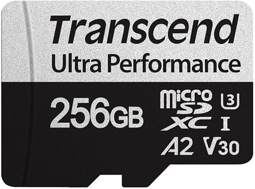 Transcend 340S 256GB Ultra Performance UHS-I U3 V30 A2 Class 10 Micro SD Memory Card with SD Adaptor