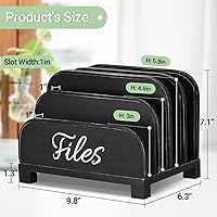 Vista 7 de Anwelynd Organizador de archivos de escritorio 4 ranuras de madera para documentos, cartas, sobres, correo, carpeta de papel, soporte