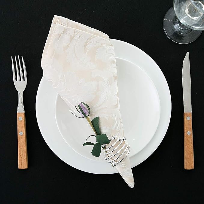 Servilletas de tela EHouseHome Damask Jacquard Beige, Set de 12 miniatura 4