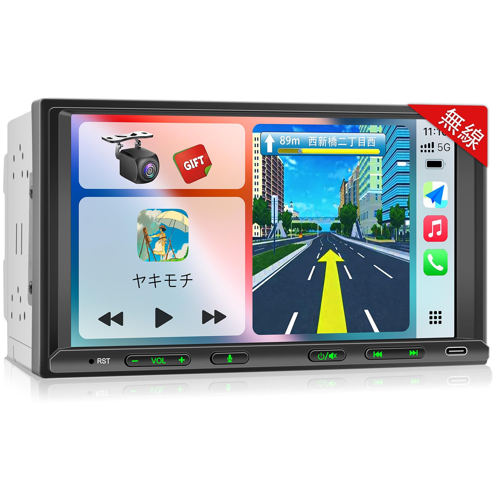 Amazon.co.jp: 2DIN&7インチディスプレイオーディオ 無線CarPlay+