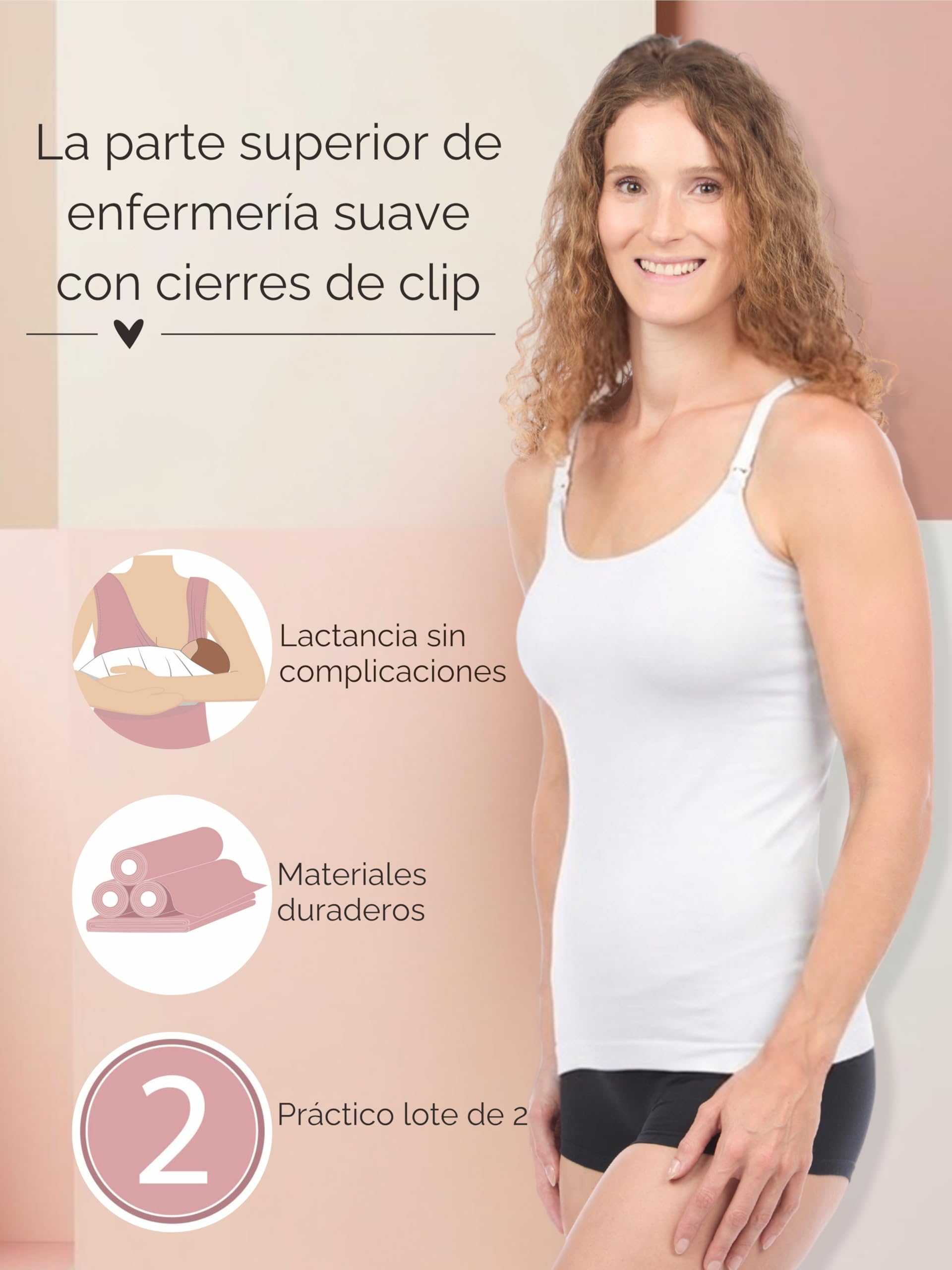 Herzmutter Tops de Lactancia Costuras - Lote de 2 - función Lactancia fácil - prácticos Cierres de Clip - Tops para Lactancia - Lactancia - 5320