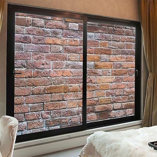 Miniatura 3 de Película de privacidad para ventana de privacidad marrón castaño, película decorativa para puerta de vidrio esmerilado, sin adhesivo, decoración de