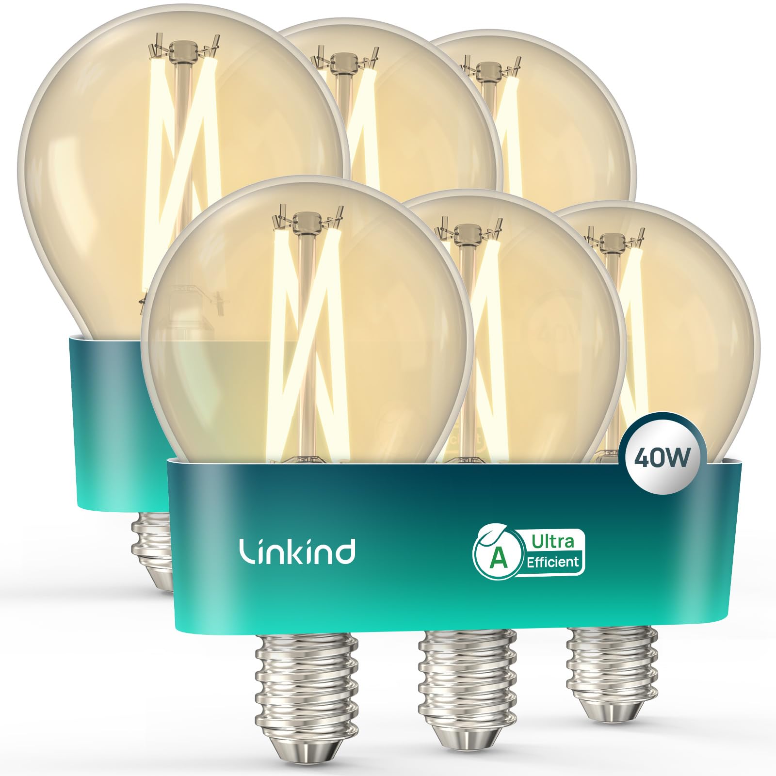 Linkind Energieklasse-A E14 LED Lampe, 2.2W=40W 470lm 2700K Warmweiß | P45 Tropfenform Klarglas mit 320° Strahlwinkel 45×78mm Ra 80+ 50000 Std. Lebensdauer hohe Energieeffizienz nicht dimmbar