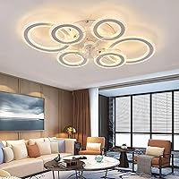 Vista 2 de 76CM Smart Ceiling Light with Fan DC Motor 6 Gear Reversible Bedroom Ceiling Fan with Lighting LED Dimmable Quiet Modern Living Room Lamp with Fan