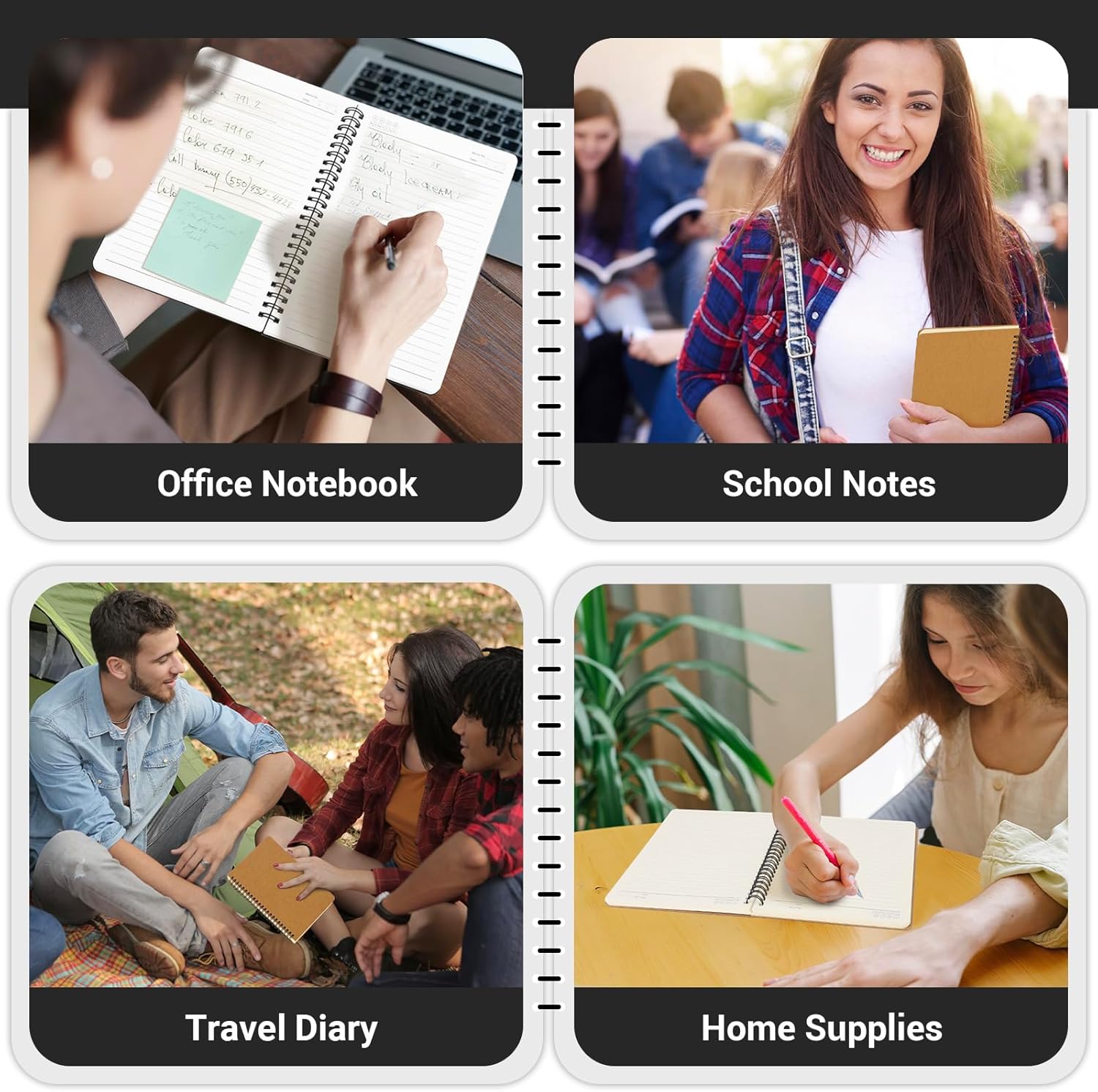EUSOAR Spiral Notebook College Rule, A5 24 Packs 5.5"X8.3" 120 Pages Lined Travel Writing Notebooks Journal, Memo Notepad Sketchbook, Students College Office Business Diary Book Journal-3 Colors
