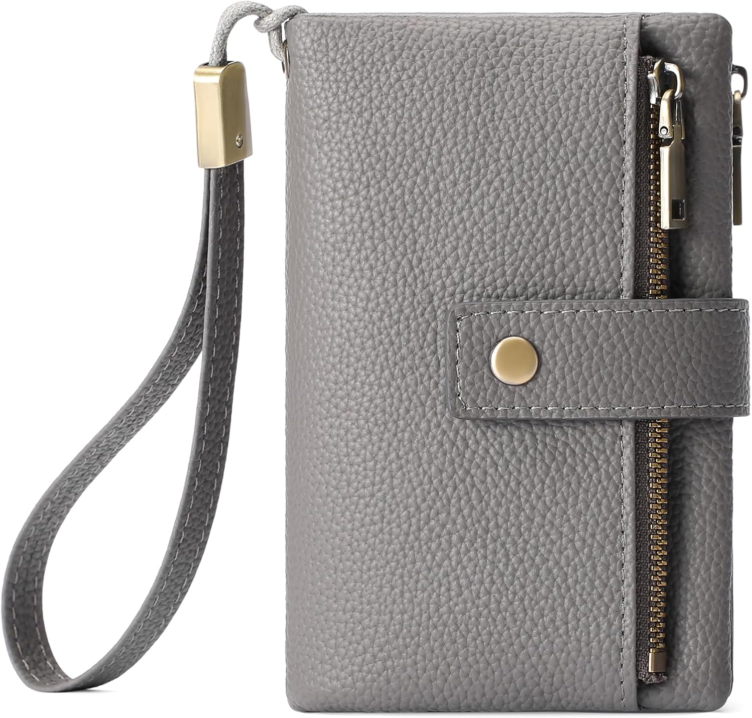 SENDEFN Small Wallet for Women Leather RFID Blocking Wristlet Wallet Credit Card Holder with Double Zipper Coin Purse Ladies Bifold Purse