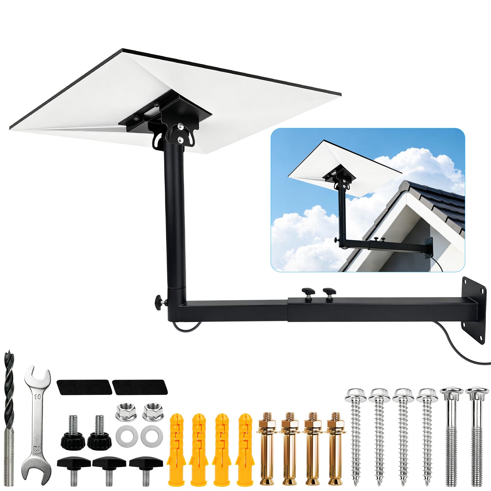 Starlink Gen 3 Mount, Starlink Support Réglable avec Bras de Support Télescopique pour Kit Internet Starlink Gen3 Satellite, Antirouille et Résistant aux Intempéries, Pour Murs en Béton et Murs en Boi