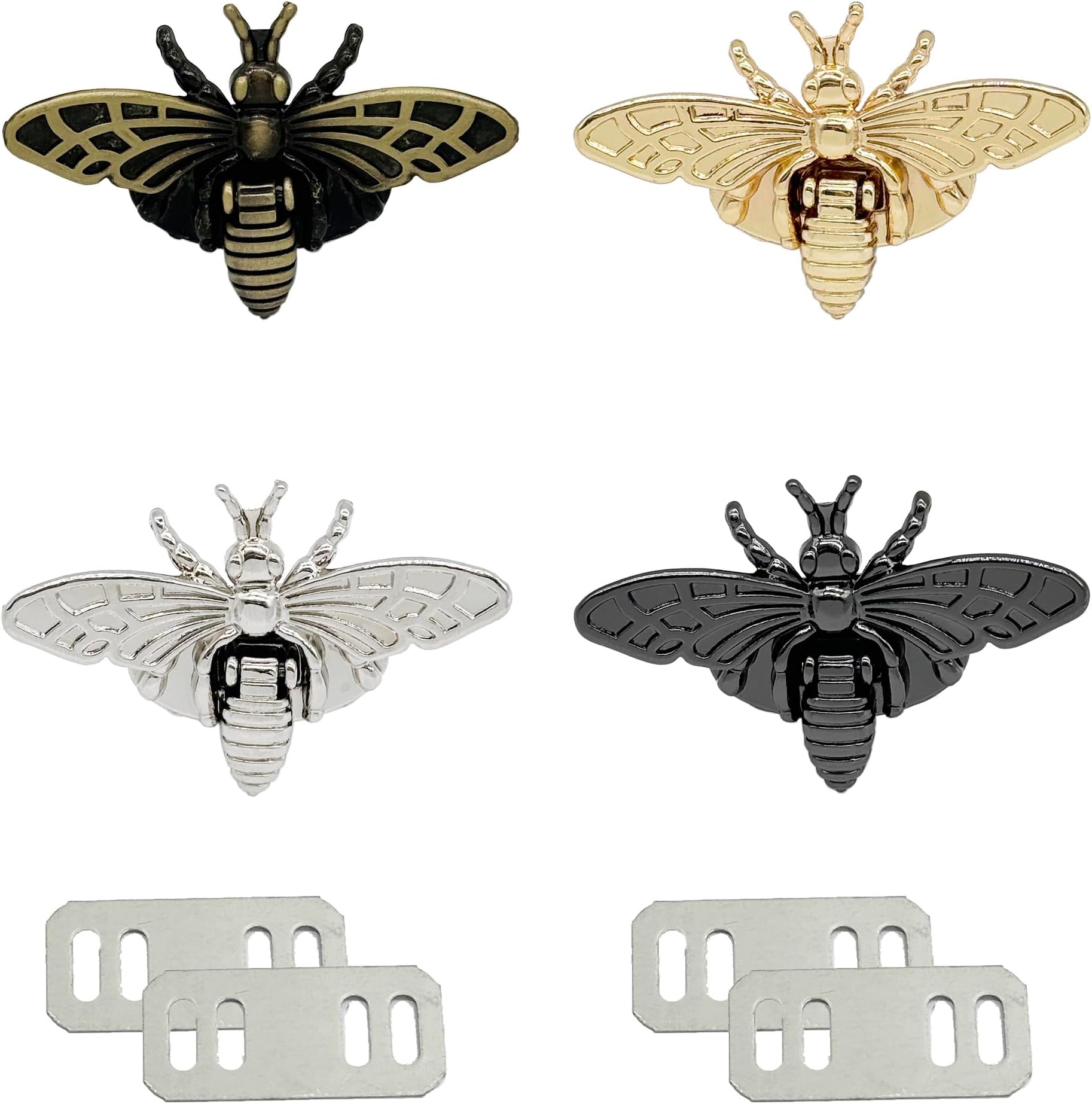4 Sets 3D Bee Shape Bag Flip Buckles Alloy Purse Latch, Lock Purse Clasp Turn Lock,Lock Clutch Closure for DIY Leathercraft Shoulder Bag Briefcase Handbag Wallet Making