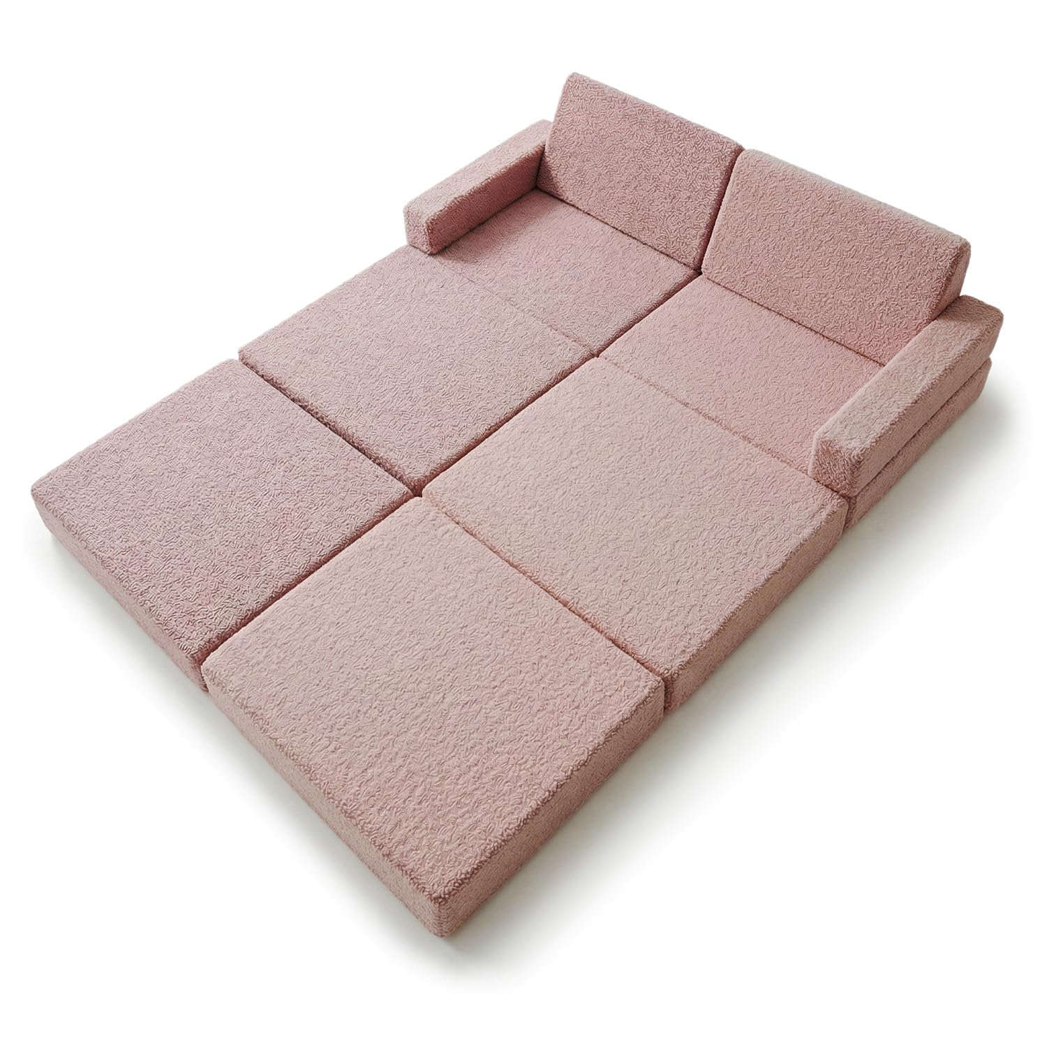 KiddyMoon Sofás Plegables para Niños Funda De Peluche Teddy Sillón Colchón Infantil Plegable, Rosa,Sofás
