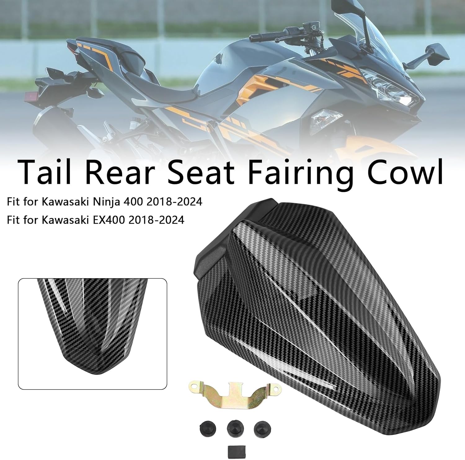 Areyourshop Racing Tail Rear Seat Cowl Fairing Cover for Kawasaki Ninja 400 2018-2024, EX400 2018-2024