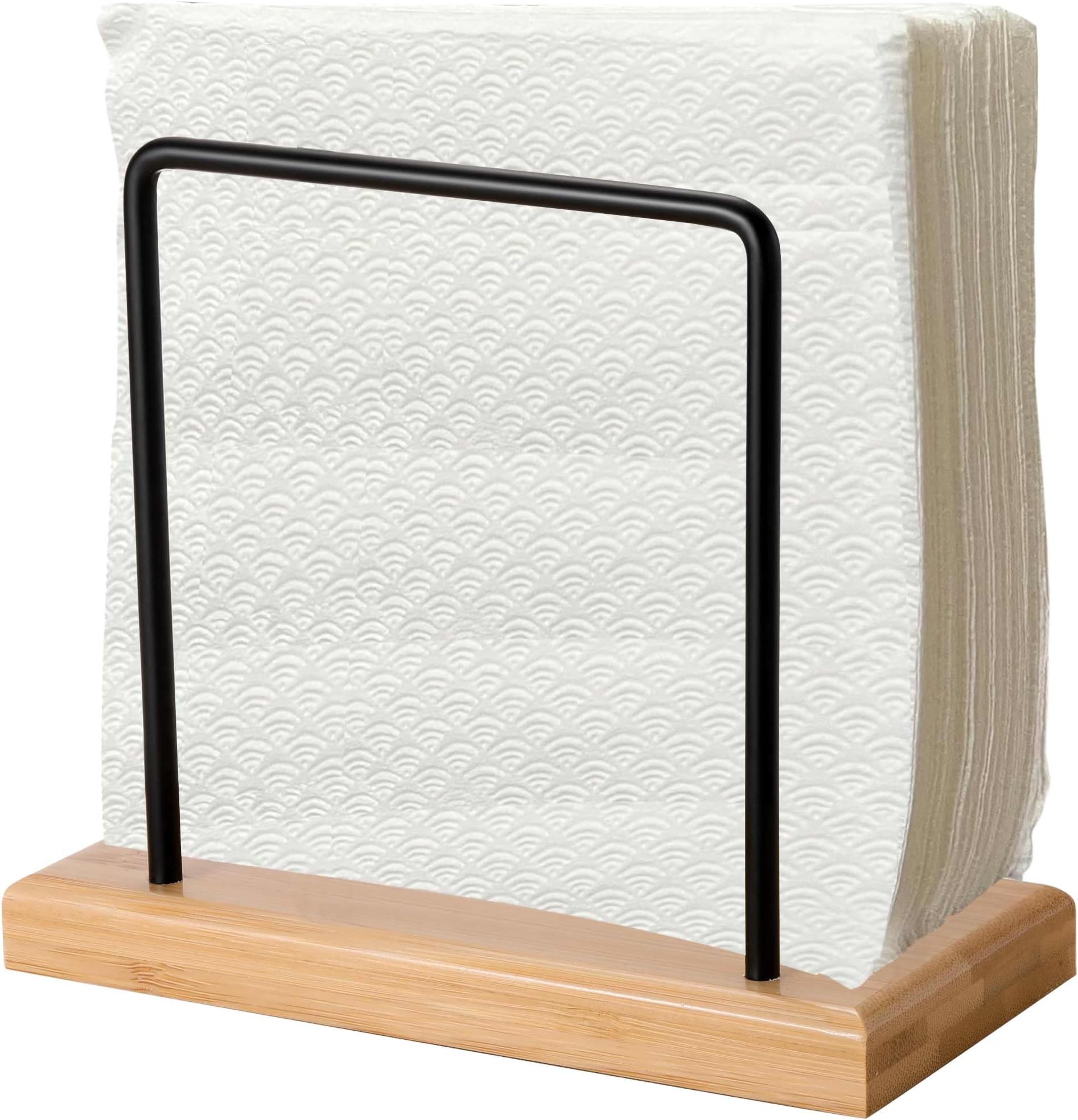 Napkin Holder for Table Napkin Holders for Kitchen Napkin Holders for Paper Napkins Cocktail Napkin Holder Black Napkin Holder Wooden Napkin Holder Metal Napkin Holder (Black-Bamboo)