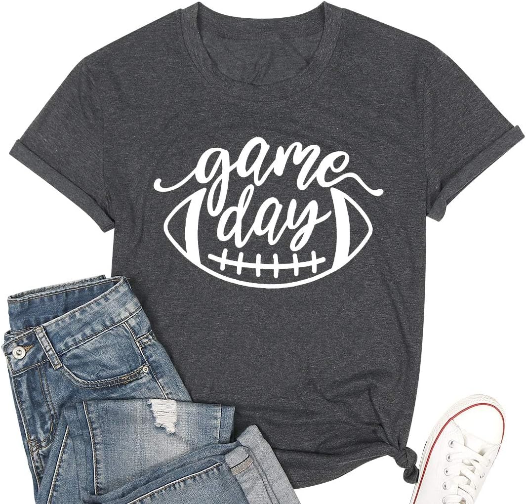 Women Game Day Football Season Shirts Cute Football Graphic Tee Tops