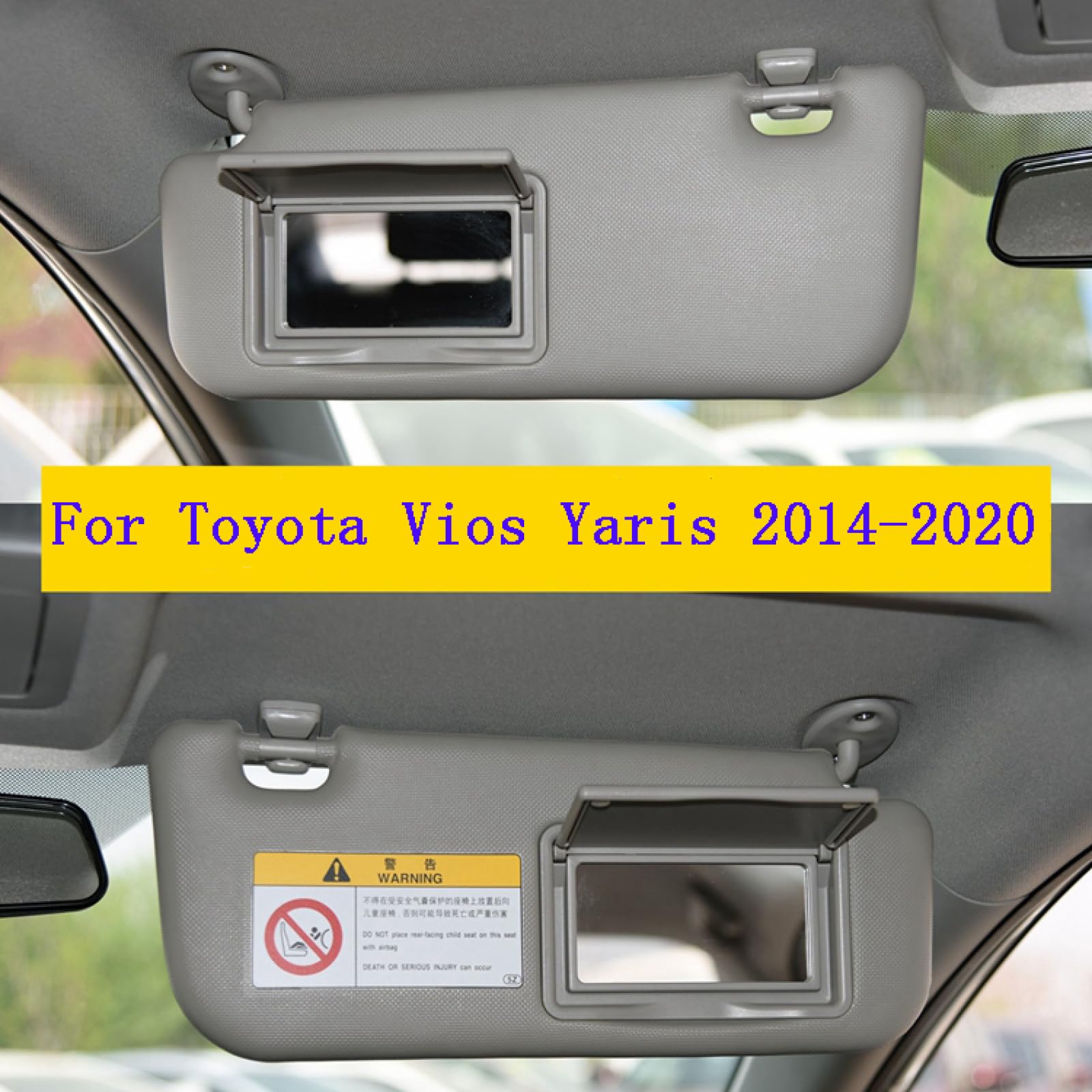 LINCYS Visiera Parasole con Specchio per Toyota Vios e Yaris 2014-2020, Auto, Sinistra/Destra, con Specchio per il Trucco