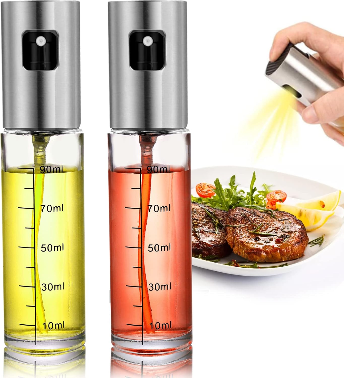Fasmov 2 Pack Olive Oil Sprayer Misters Bottle 3.4Ounce