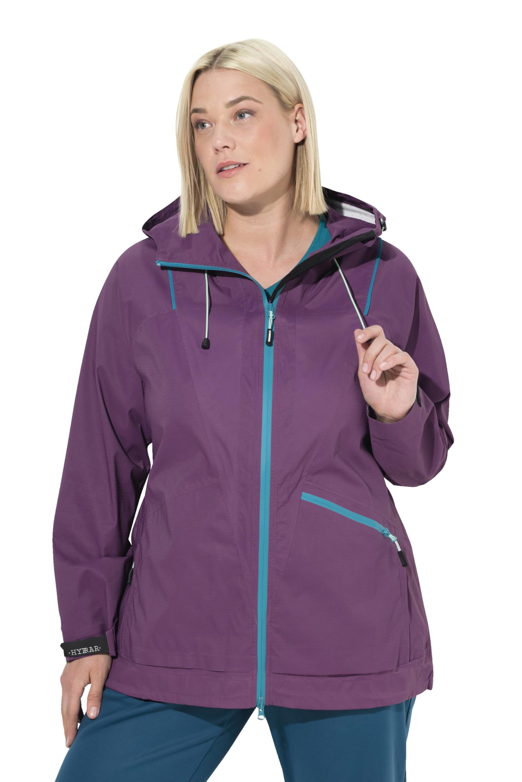 Ulla Popken Damen große Größen Übergrößen Plus Size Funktionsjacke, wasserdicht, 2-Wege-Zipper, Reflektor 821741
