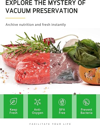 Miniatura 4 de Syntus Bolsas selladoras al vacío, paquete de 10 unidades de 5 rollos de 11 pulgadas x 20 pies y 5 rollos de 8 x 20 pies de grado comercial sin BPA,