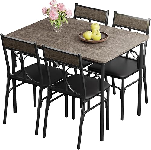 Miniatura 10 de VECELO Juego de mesa de comedor de 3 piezas para 2, juego de mesa de cocina con 2 sillas para espacio pequeño, ahorro de espacio y diseño moderno