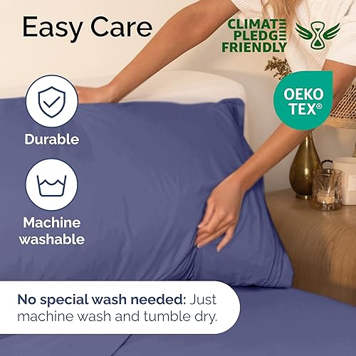 Vista 1857 de Juego de sábanas de 4 piezas tamaño king, extrasuaves, transpirables y refrescantes con esquinas profundas, sábanas de fácil ajuste y sin arrugas