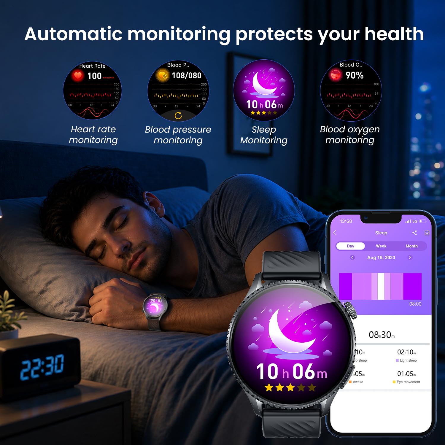 Montre Connectée Homme Sport Smartwatch: 1.56" AMOLED Écran ECG Montre Intelligente avec Appel Bluetooth Moniteur de HRV Acide Urique Sommeil Étanche Fitness Tracker pour Android iOS