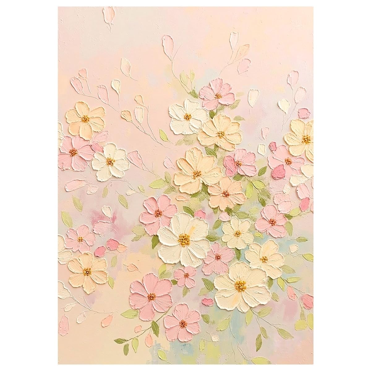 LCDIUDIU Flower Oil Paintings On Canvas Unframed Pink Thick Textured Floral Wall Art Abstract Hand Painted Wall Decor Modern Artwork for Bedroom Living Room Home 150X220Cm(60X88Inch)