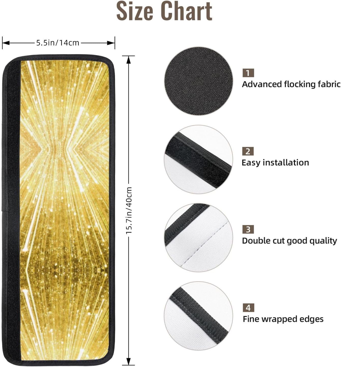 Gold Bling Print Door Handle Covers, Antiskid Refrigerator Handle Covers, for Oven Microwave Stove Bathroom