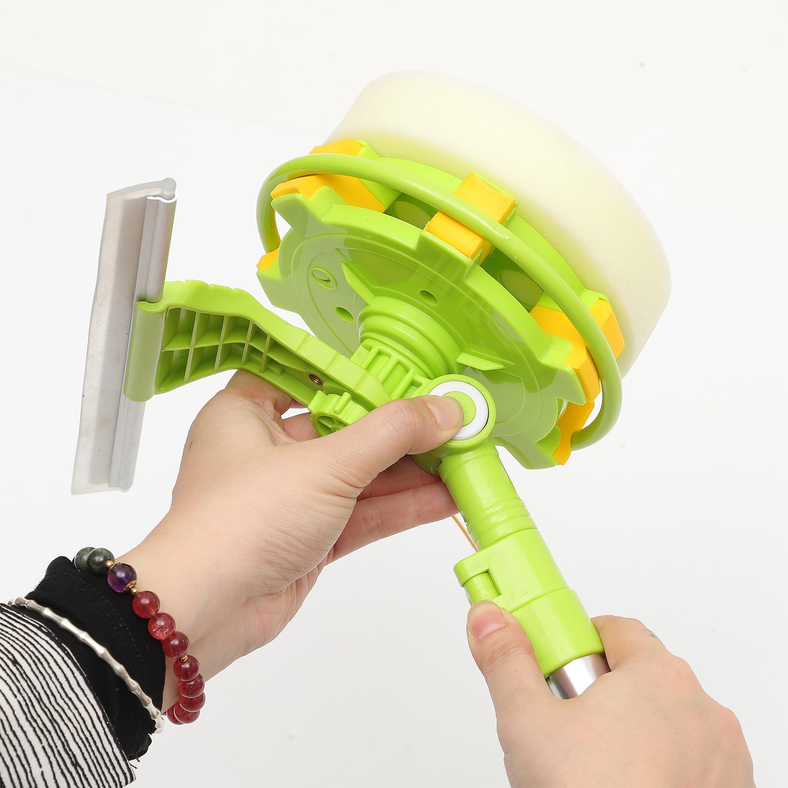 KICHOUSE Kit de Limpiacristales y Ventanas Brillantes de Acero Inoxidable Telescópico para Limpieza sin Rayas en Hogares y Edificios Elevados