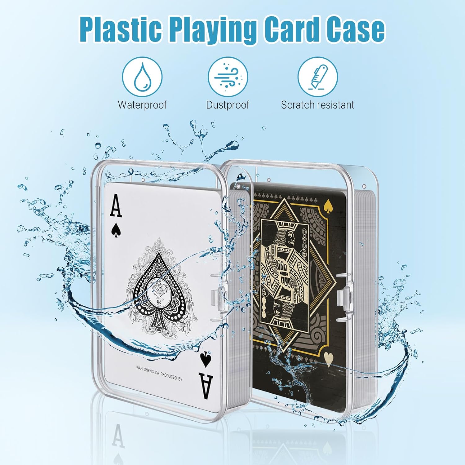 16 Pc Plastic Playing Card Boxes, Snaps Closed Poker Gaming Deck Holder, Standard Size Card Game Storage