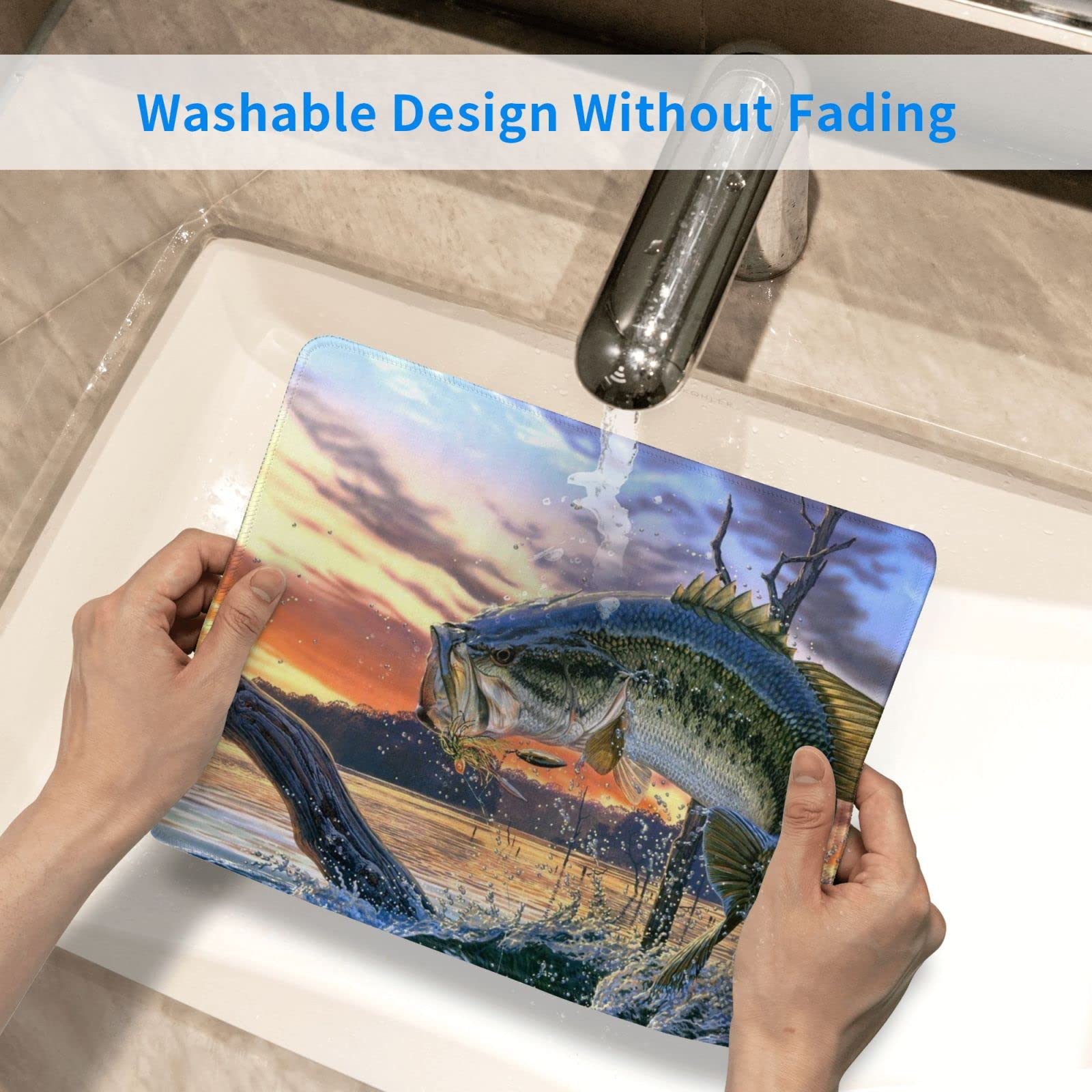 Tapis De Souris XXL Bleu Tapis De Souris Pêche Mouse Pad