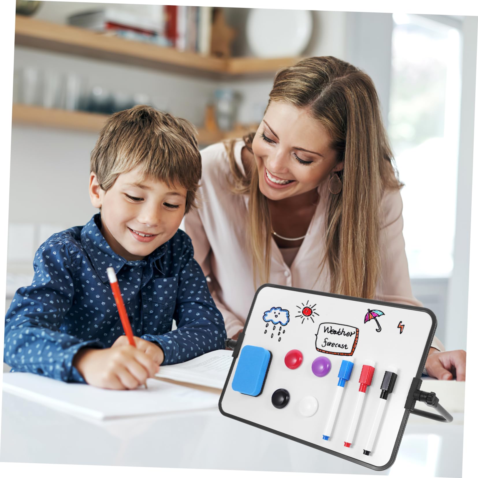 MAGICLULU Lavagna Bianca Cancellabile Secco Lavagna Supporto Per Appunti Da Tavolo Per Disegno e Scrittura Pratica Per Ufficio e Casa Leggera e Portatile