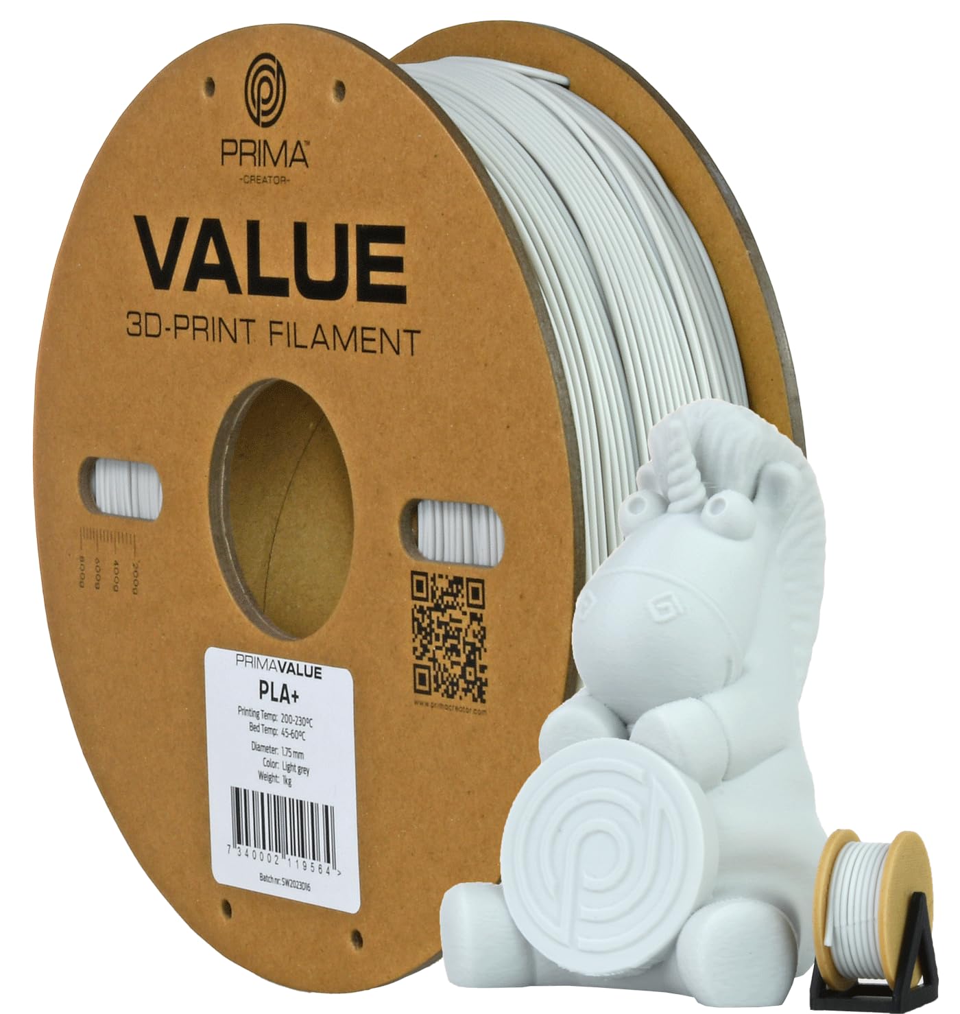 PrimaValue PLA+ - Light Grey - 1,75 mm - 1 kg