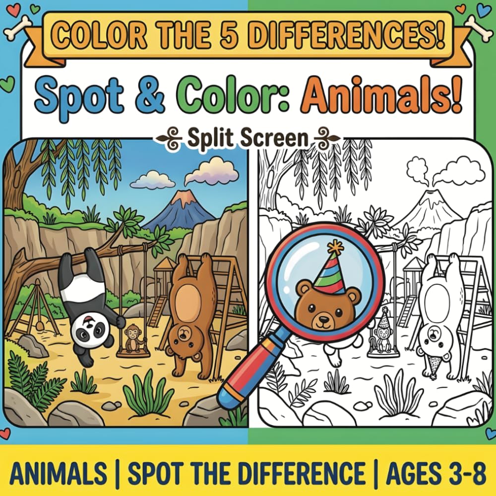 Spot & Color : Animals!: Color the 5 differences