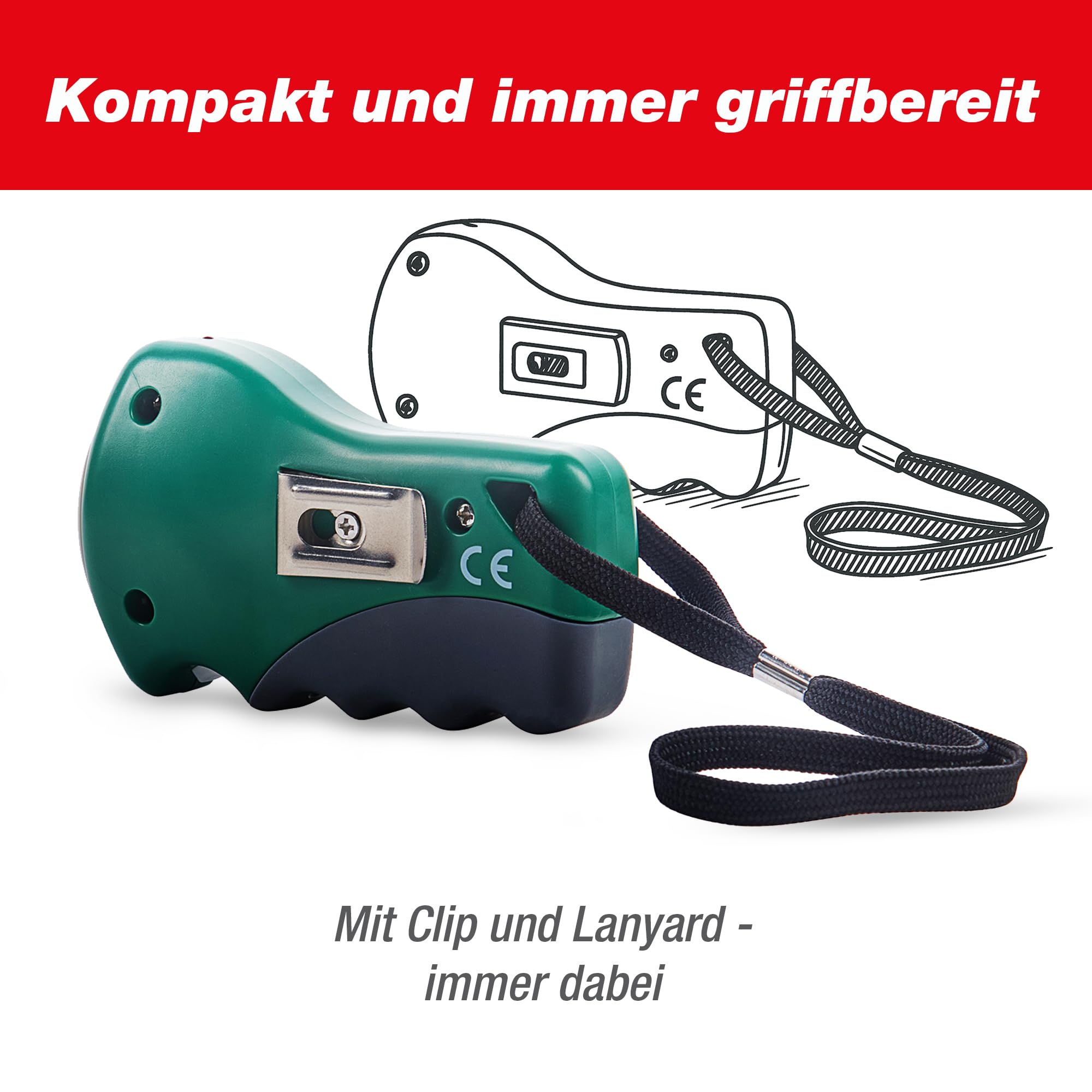 SWISSINNO Hundevertreiber Ultraschall – Handgerät mit bis zu 12 m Reichweite – Batteriebetrieb für mobilen Einsatz beim Joggen Radfahren Spaziergehen oder zur Unterstützung beim Hundetraining