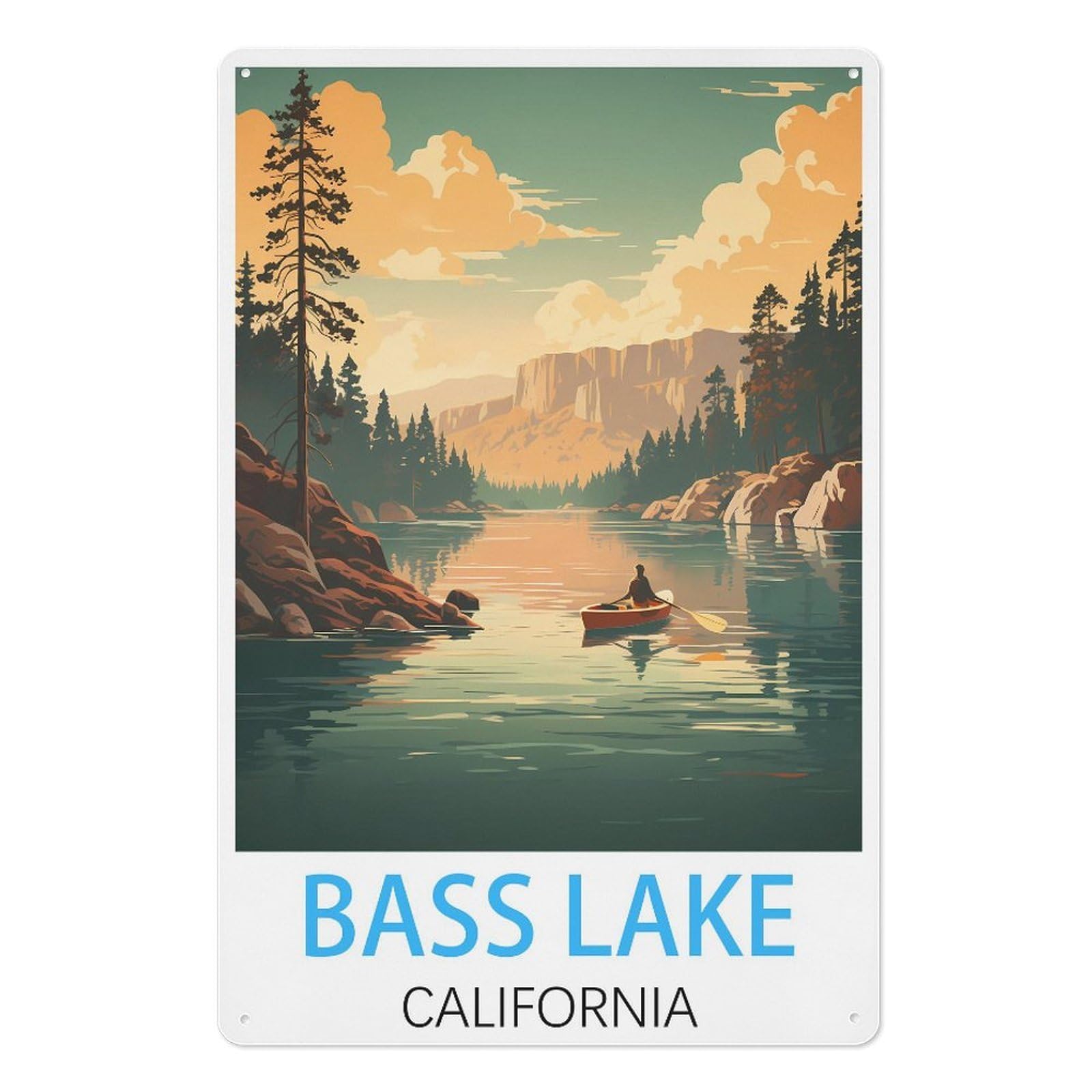 Lake California Retro Design Tin Painting Vintage Tin Sign 08x12inch(20x30cm) Wall Art for Home Office Bedroom Living Room Cafes Wall Decor